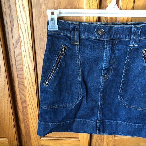 7 For All Mankind Zipper Pockets Denim Mini Skirt Blue - 26 - Picture 2 of 11